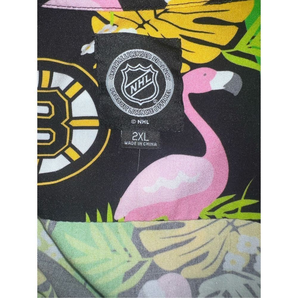 Bruins NHL Hawaiian Flamingo Shirt SZ 2XL - Picture 3 of 4